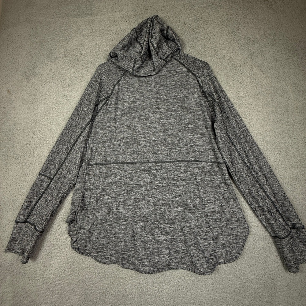ATHLETA Pacifica Baja Gray Heathered Full Zip‎ Hoodie Long Sleeve Thumbholes XL - Picture 8 of 9